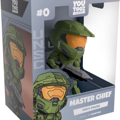 Figura de vinil Master Chief numa caixa de coleção Halo