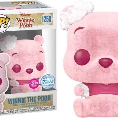 Figura Funko Pop Winnie the Pooh rosa edição flocked em caixa