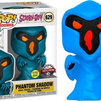 Figura de vinil Phantom Shadow da Scooby-Doo azul com máscara preta e detalhes laranja