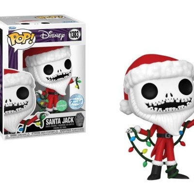 Figura POP! Disney Santa Jack com roupa de Pai Natal e luzes coloridas