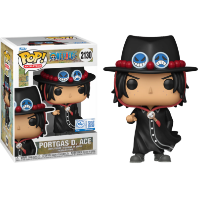Figura Pop! Animation Portgas D. Ace de vinil com chapéu preto e roupa preta e vermelha