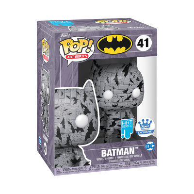 Funko POP! Art Series Batman vinil na caixa com padrão de morcegos cinza e preto
