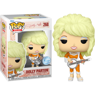 Figurina Funko Pop Dolly Parton número 268 com embalagem
