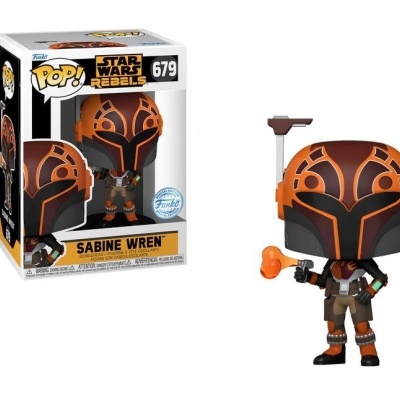 Figura Funko Pop! Sabine Wren da Star Wars Rebels com capacete laranja e preto