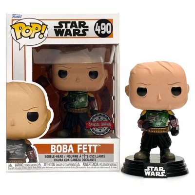 Figura colecionável POP! Star Wars Boba Fett número 490 e sua embalagem