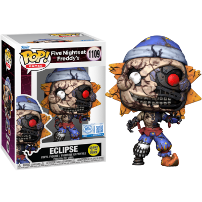 Funko Pop! Eclipse de Five Nights at Freddy's em vinil junto à caixa original.