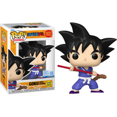 Figura Funko Pop Goku Dragon Ball com bastão vermelho e azul