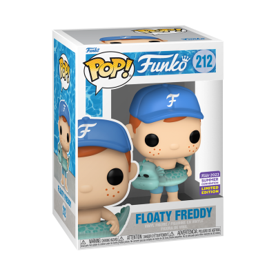 Boneco Funko Pop Floaty Freddy nº 212 de vinil com boné azul e pato de borracha azul na embalagem