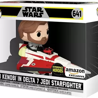 Figura Pop! Obi-Wan Kenobi com Delta 7 Jedi Starfighter em caixa