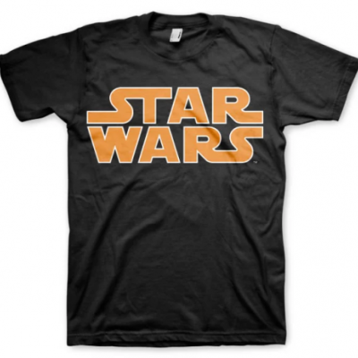 Camiseta preta com o logotipo Star Wars em laranja