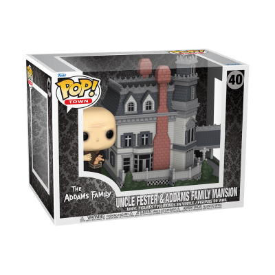 Figura Funko Pop! Uncle Fester e Mansão da Família Addams na caixa