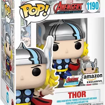 Funko Pop de Thor em embalagem com texto e etiquetas