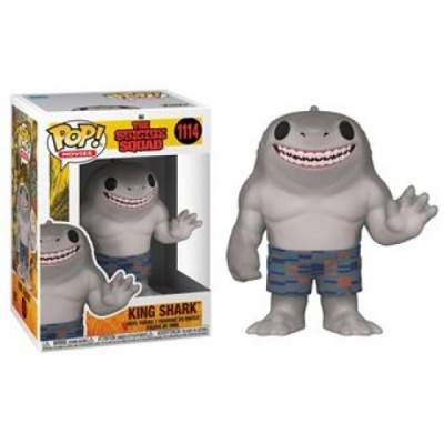 Figura Pop! de vinil do King Shark com embalagem ao lado