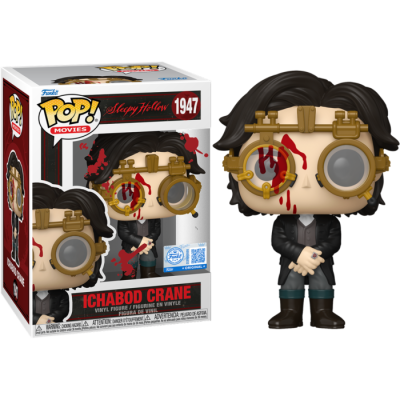 Funko Pop são de vinil Ichabod Crane do filme Sleepy Hollow 1947 com monóculo dourado e machado vermelho