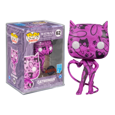 Boneco Funko Pop! Art Series Catwoman rosa com padrões pretos e caixa transparente