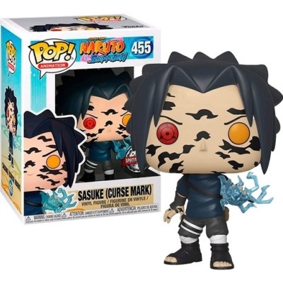 Figura Funko Pop! Sasuke (Curse Mark) de Naruto Shippuden com marcas negras e olhos coloridos