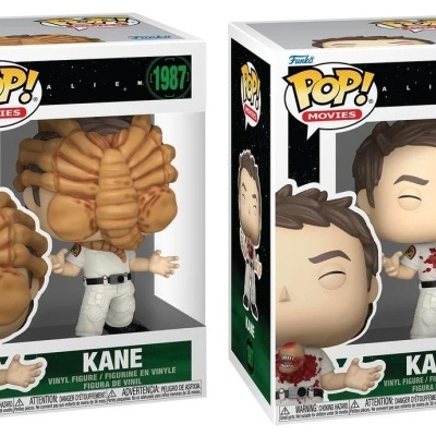 Duas figuras Funko Pop! de Kane do filme Alien 1987, em caixas com janela transparente.