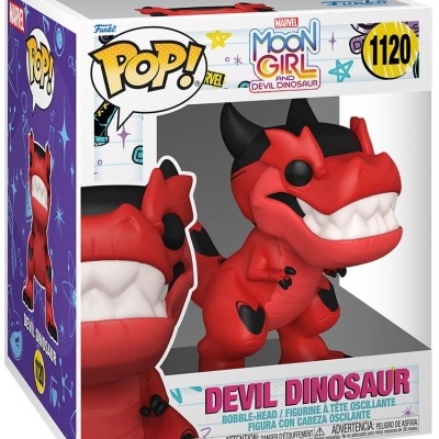 Figura colecionável Funko Pop! de Devil Dinosaur em caixa transparente