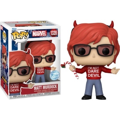 Funko Pop! Marvel de Matt Murdock com camiseta vermelha e óculos pretos
