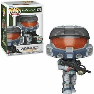 Boneco Funko Pop! Spartan Mark VI Halo com capacete cinzento e visor laranja