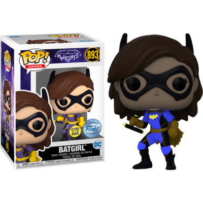 Funko Pop! Batgirl de Gotham Knights com roupa azul e amarela e caixa detalhada