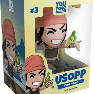 Figura de vinil Usopp em embalagem amarela com janela transparente