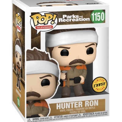 Figura de vinil Hunter Ron da série Parks and Recreation em caixa Pop! Television com etiqueta Limited Chase Edition