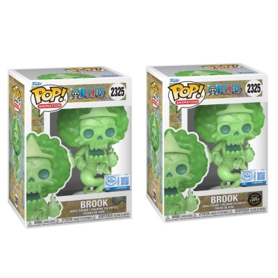 Figura de vinil POP! Animation Brook verde translúcida One Piece na caixa