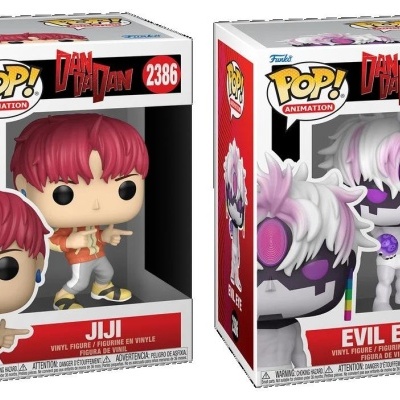 Funko Pop! Dan Da Dan figuras Jiji e Evil Eye em caixas de vinil