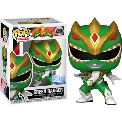 Figura Funko Pop! Green Ranger dos Power Rangers na caixa e fora dela