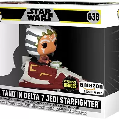 Figura Funko Pop! Ahsoka Tano no Delta 7 Jedi Starfighter na caixa