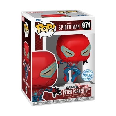 Figura Funko Pop! Spider-Man GamerVerse 974 com uniforme Peter Parker Velocity na caixa