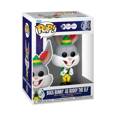 Funko Pop de Bugs Bunny como Buddy the Elf na embalagem