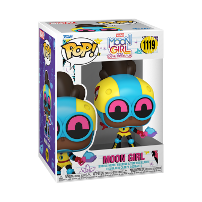Figura Funko Pop! Moon Girl azul e amarela na caixa