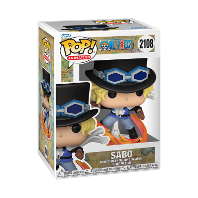 Figura Funko Pop! Sabo One Piece na caixa com janela transparente.