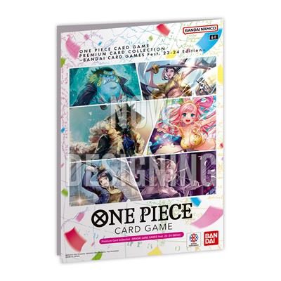 Embalagem do jogo de cartas One Piece Card Game com personagens e texto colorido