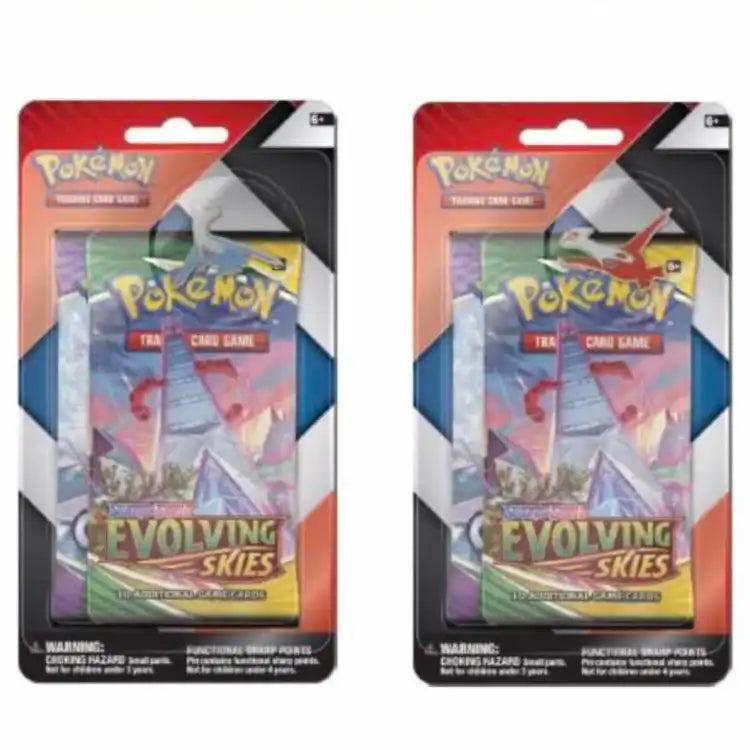 Embalagem do jogo de cartas colecionáveis Pokémon EVOLVING SKIES em blister colorido