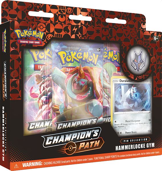 Pack de cartas Pokémon Champion's Path Hammerlocke Gym com pin colecionável