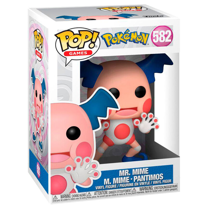 Boneco Pop! Games Mr. Mime da coleção Pokémon na caixa original