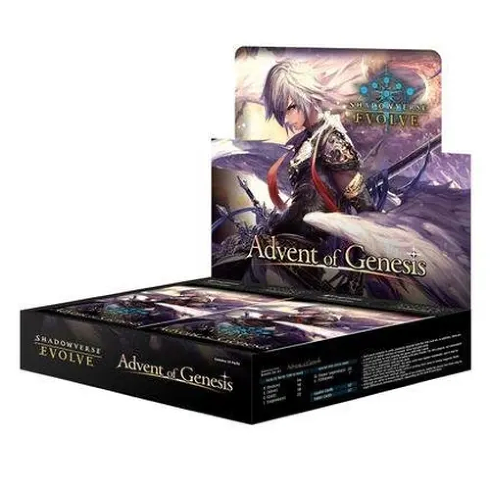 Pack de cartas Shadowverse EVOLVE Advent of Genesis com personagem de cabelo branco e asas