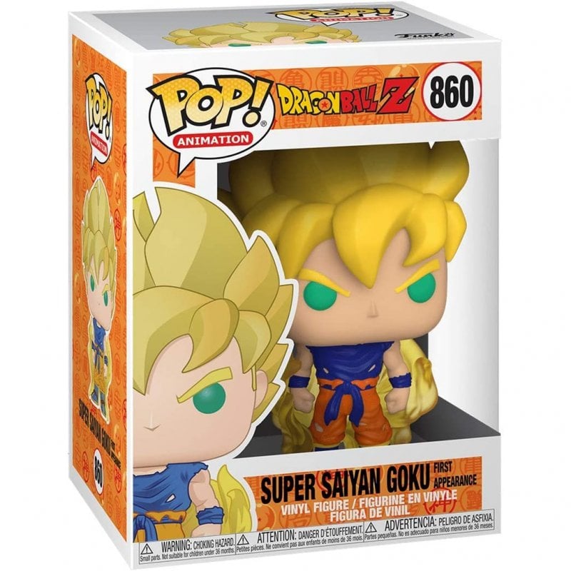 Funko Pop! de Super Saiyan Goku com embalagem