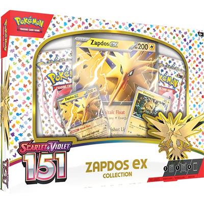 Caixa da coleção Pokémon Zapdos EX com cartas e miniatura do Pokémon