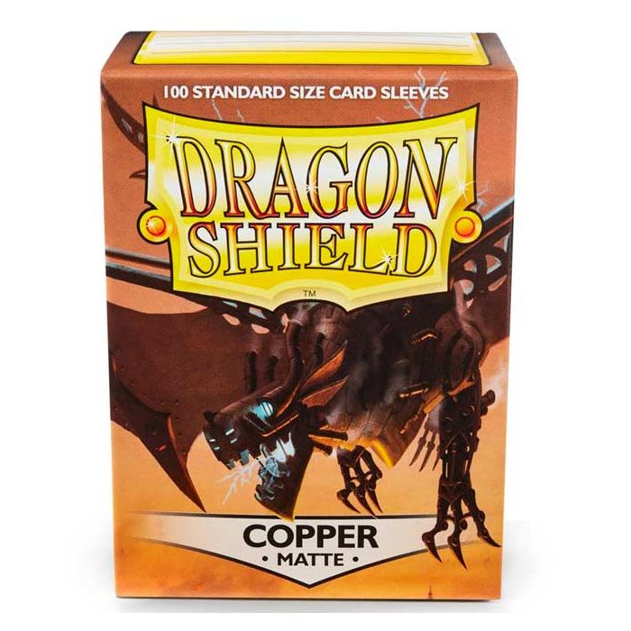 Embalagem cobre fosca de 100 sleeves de cartas Dragon Shield com dragão desenhado