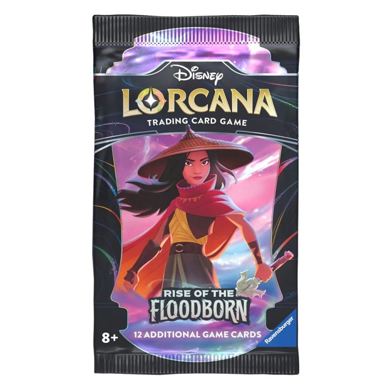Pacote de cartas Disney Lorcana com personagem feminina e texto