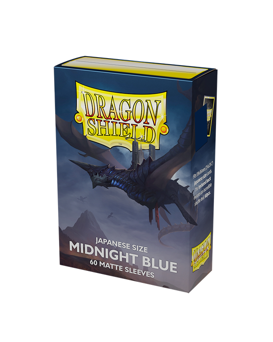 Embalagem de protetores para cartas Dragon Shield Midnight Blue com dragão azul