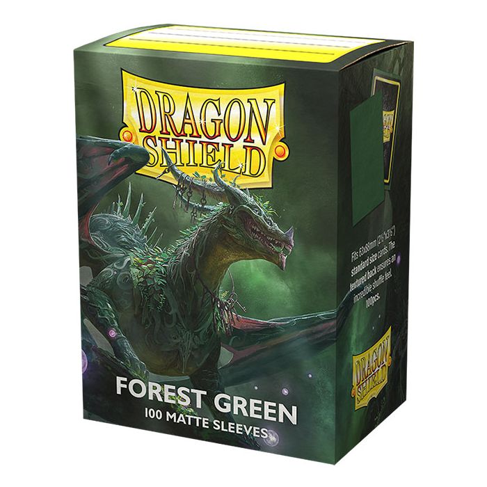 Caixa DRAGON SHIELD com dragão verde e texto Forest Green 100 Matte Sleeves