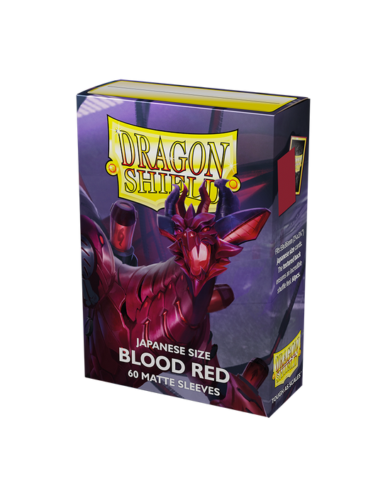 Embalagem de sleeves Dragon Shield Blood Red para cartas de tamanho japonês
