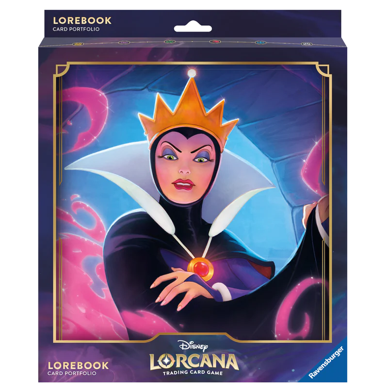 Portfólio para cartas com ilustração da Rainha Má de Lorcana