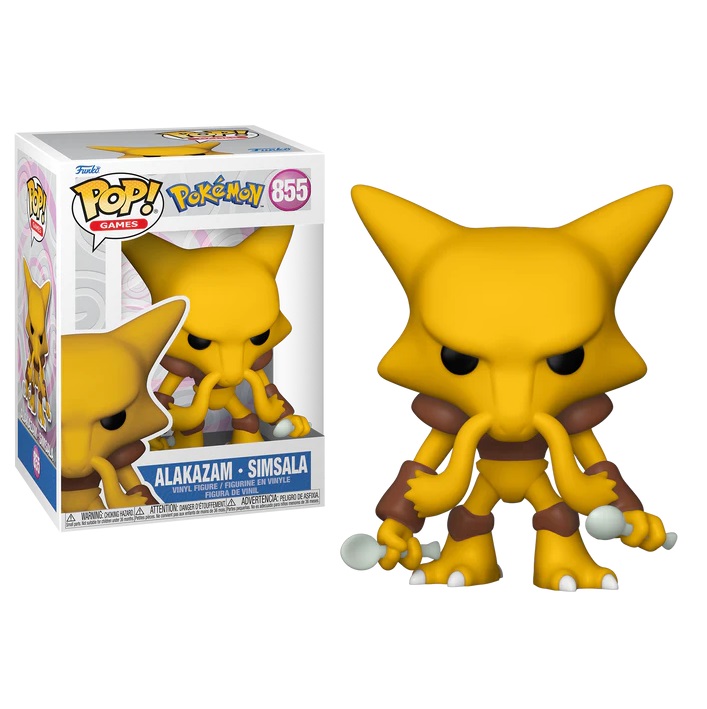 Figura Funko Pop! Pokémon Alakazam amarelo na caixa