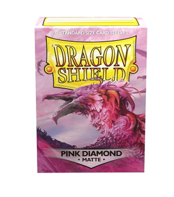 Caixa de mangas protetoras DRAGON SHIELD cor rosa matte com ilustração de criatura